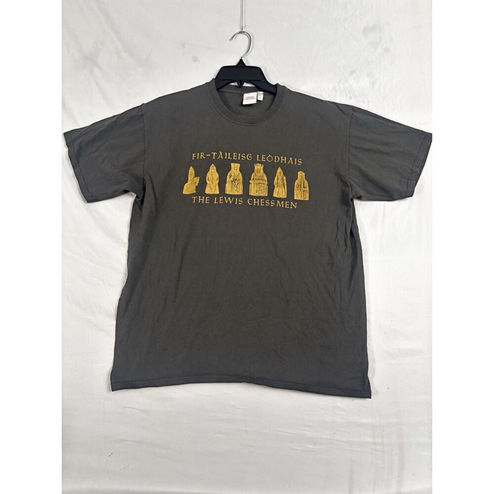Lewis Chessmen Scotland Graphic T Shirt Large Gray Celtic Medieval Chess Tee